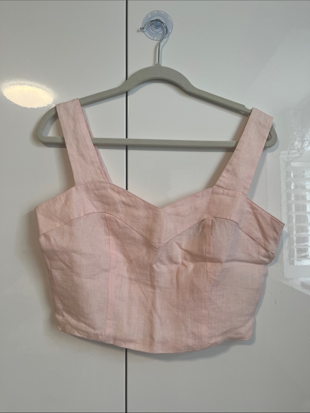 NWT Nicole Miller Light Pink Cropped Sweetheart Bust Tank, Size M